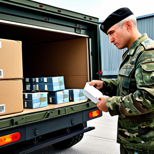 Home 8 육군 탄약고 관리 규정 - Ammunition Reception**
"A military officer in appropriate attire inspecting boxes of ammunition bei...